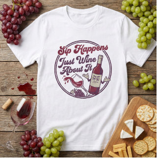 Camiseta Sip Happens Just Wine About It Funny Wine Pun