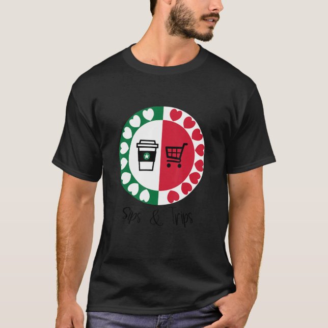 Camiseta Sips E Viagens De Café E Viagens De Compro (Frente)