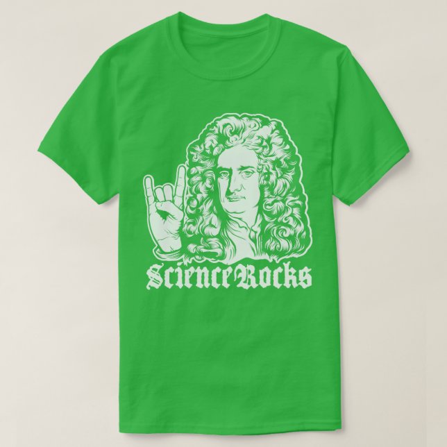 Camiseta Sir Isaac Newton Science Rocks (Frente do Design)