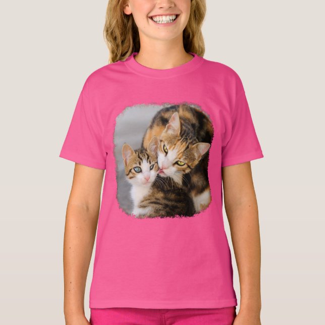Camiseta Sira de mãe à foto bonito do gatinho dos amores do (Frente)
