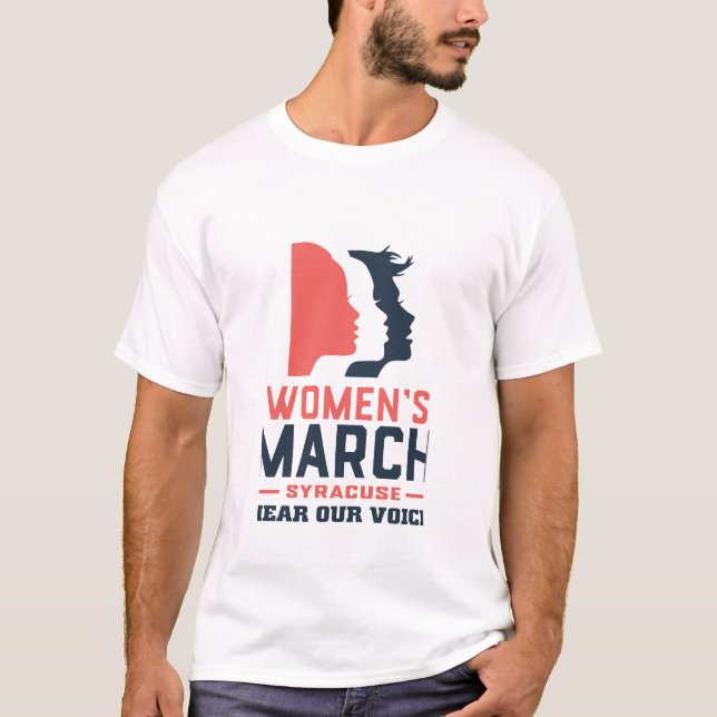 Camiseta Siracusa de Marcha das Mulheres Ouvem Nossa Voz (Frente)