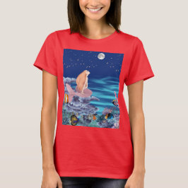 Camiseta sirena mirando la luna