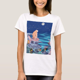 Camiseta sirena mirando la luna