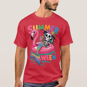 Camiseta Sirene do Verão das Aranhas Esqueleto Praia Flamin