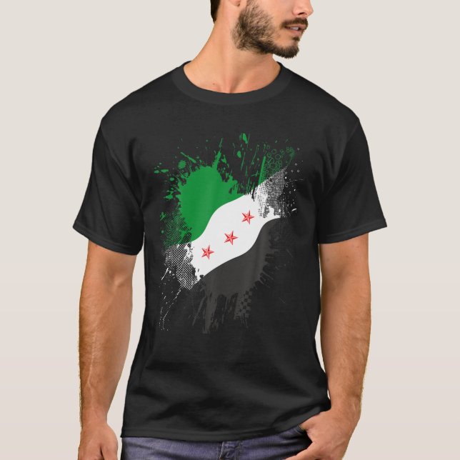 Camiseta Síria: Revolução Verde Bandeira Síria Livre Síria (Frente)
