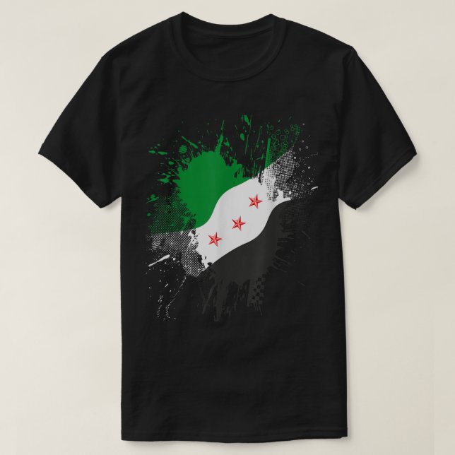 Camiseta Síria: Revolução Verde Bandeira Síria Livre Síria (Frente do Design)
