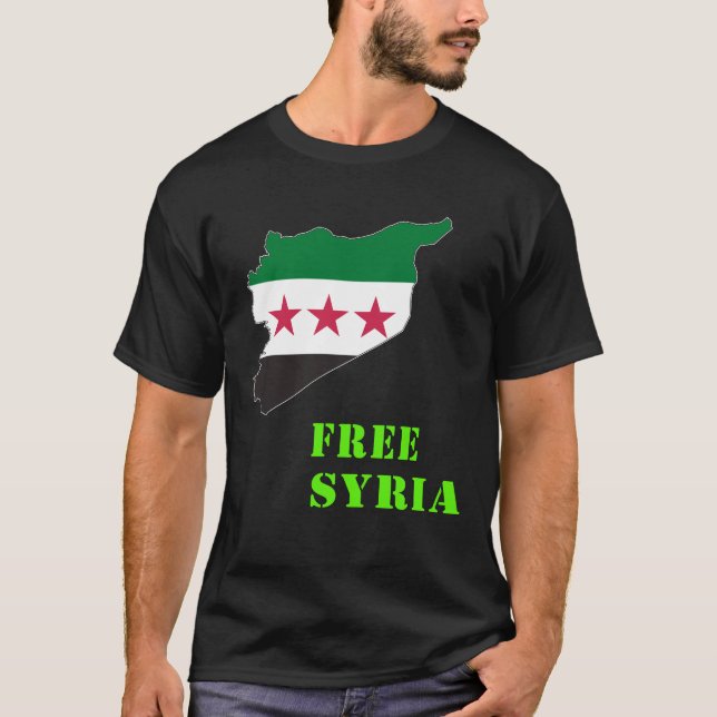 Camiseta Síria, Síria, Sinalizador Livre da Síria. (Frente)