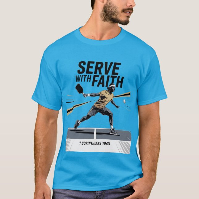 Camiseta Sirva Com Fé Pickleball Cristão (Frente)