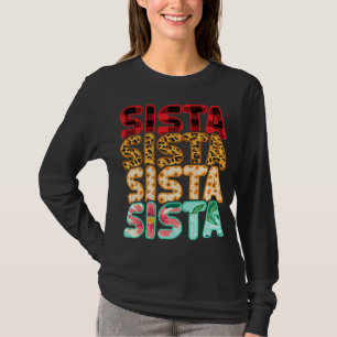 Camiseta Sista Irmã Leopard Xadrez Vermelha Mães da Família
