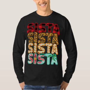 Camiseta Sista Irmã Leopard Xadrez Vermelha Mães da Família