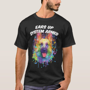 Camiseta Sistema de Orelhas Erguidas Cão Pastor Alemão Humo