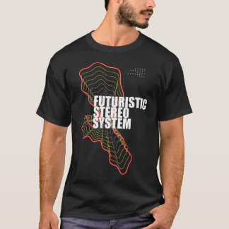 Camiseta Sistema de Som Futurista, design Techno. Presente