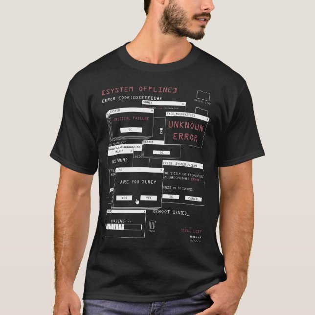 Camiseta Sistema Offline - Design Techno-Brutalist (Frente)