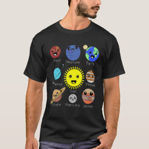 Camiseta Sistema Solar 8 Pequenos Planetas Astronomia Kawai