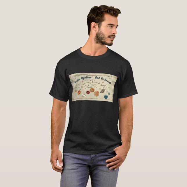 Camiseta Sistema Solar Fora Para Almoço Design Espacial Ret (Frente Completa)