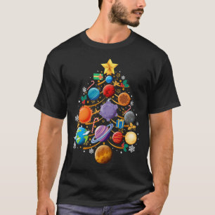 Camiseta Sistema Solar Planeta Árvore de Natal Astronomia X