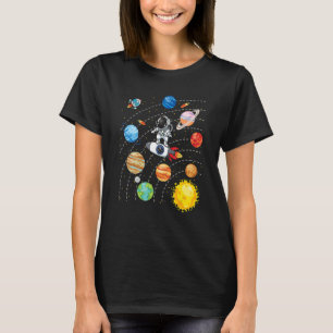 Camiseta Sistema Solar Planetas Astronauta Espacial da Ciên