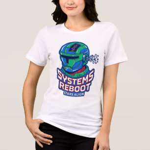 Camiseta Sistemas Reiniciam Estrelas Alinham Capacete Ciber