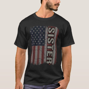Camiseta Sister American Flag Vintage Mother's Day 4th of J