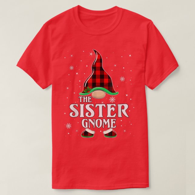 Camiseta Sister Gnome Buffalo Plaid Matching Family Christm (Frente do Design)
