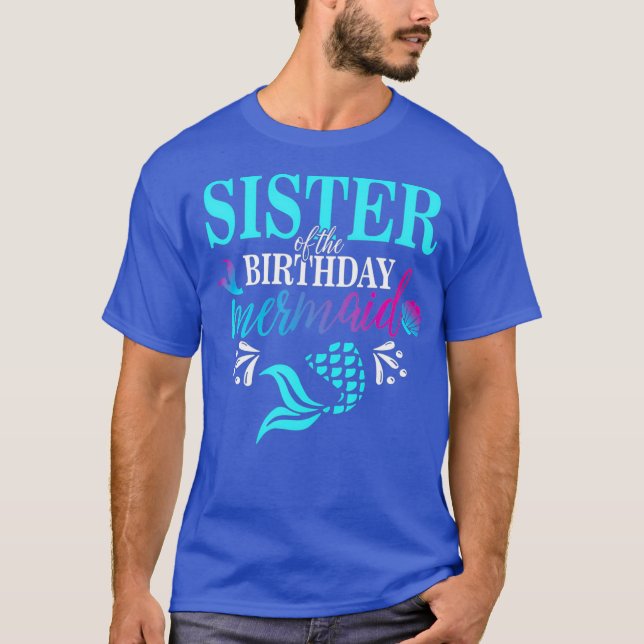 Camiseta Sister Of The Birthday Mermaid Matching Family (Frente)