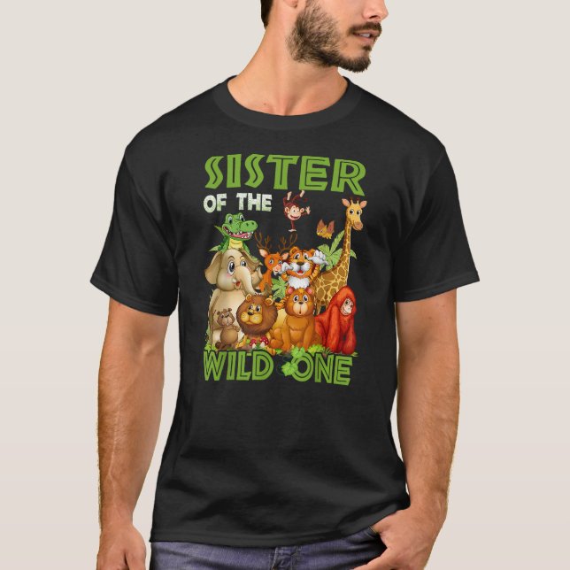 Camiseta Sister Of The Wild One Birthday Animal Safari Jung (Frente)