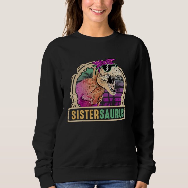 Camiseta Sister Saurus Sistersaurus Rex Dinosaur Family Mat (Frente)