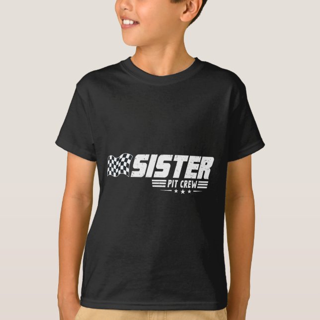 Camiseta Sister T Crew Race Car Birthday Family Racing  (Frente)