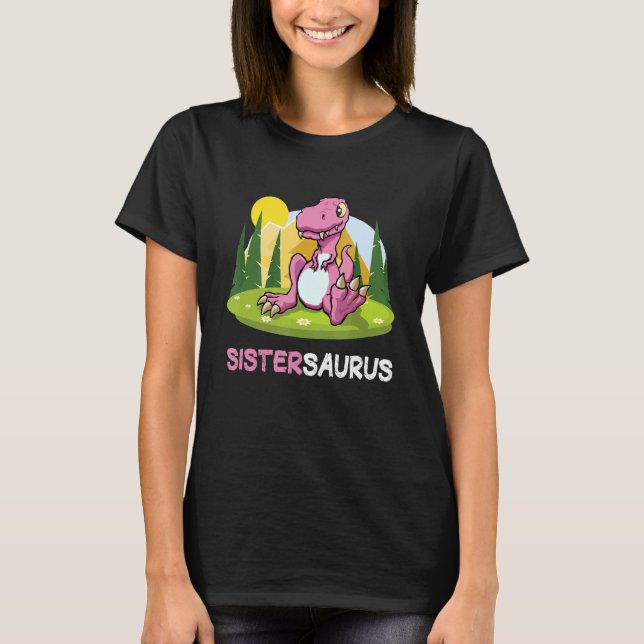 Camiseta Sistersaurus Dinosaur Cute Kiddo Rex (Frente)