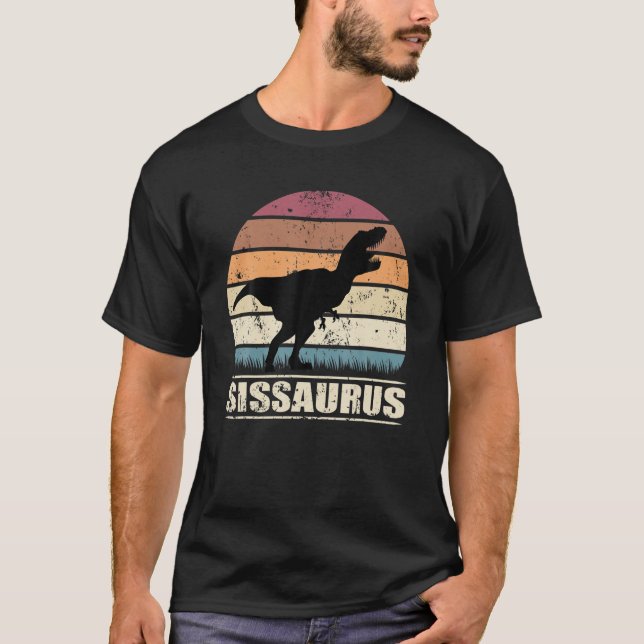 Camiseta Sistersaurus Dinosaur Rex - Irmã Familiar Dino Sis (Frente)