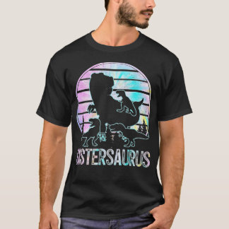 Camiseta SisterSaurus Funny Dinosaur Sister of 3 Kids Tie D