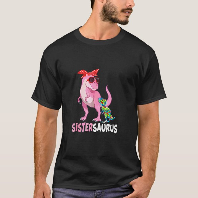 Camiseta Sistersaurus Rex Dinossauro Irmã Saurus Conscienti (Frente)
