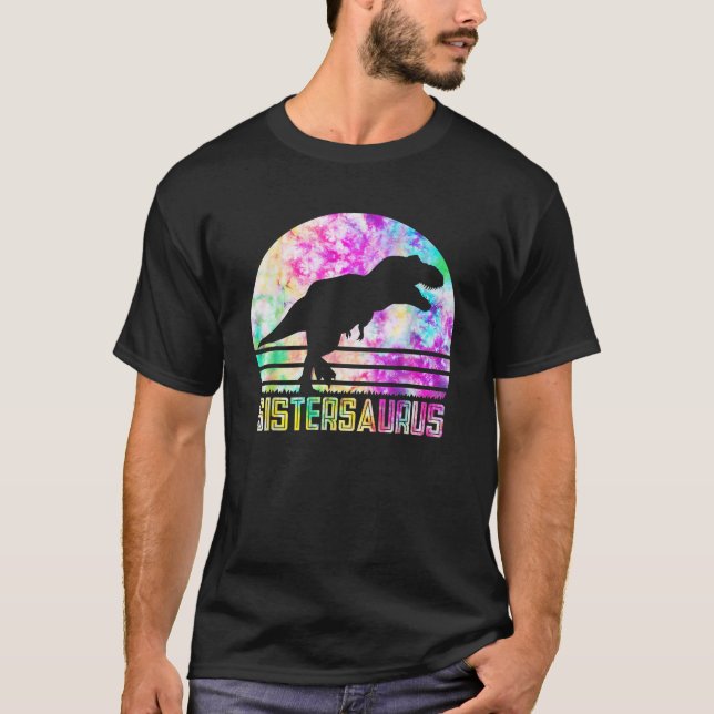Camiseta Sistersaurus Sister Saurus Dinosaur Vintage Sunset (Frente)