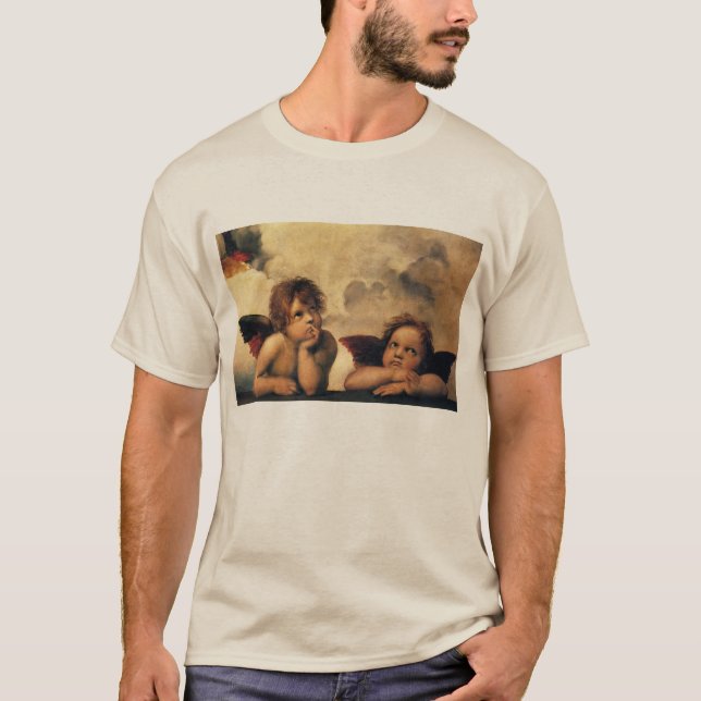 Camiseta Sistine Madonna Angels por Raphael Sanzio (Frente)