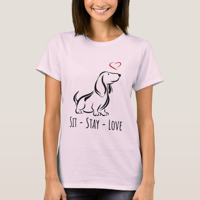 Camiseta Sit-Stay-Love Basset Hound (Frente)