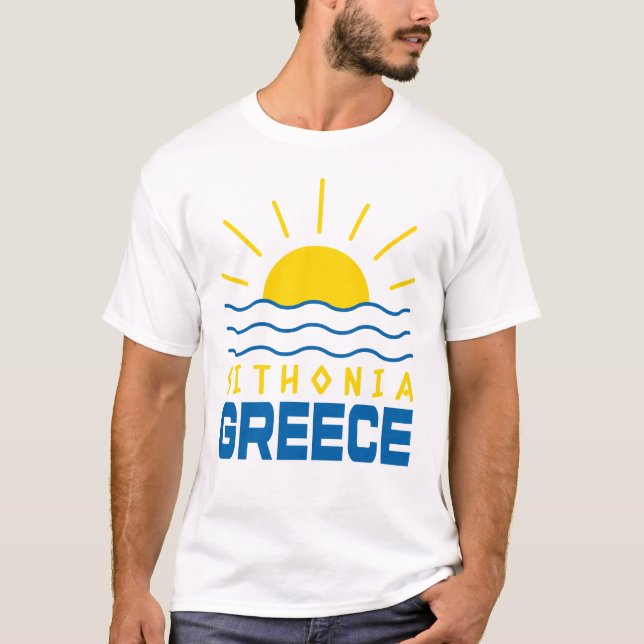 Camiseta Sithonia Grécia Sol e Branco Masculino (Frente)