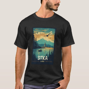 Camiseta Sitka Alaska - Gráfico do Poster de viagens Retroa