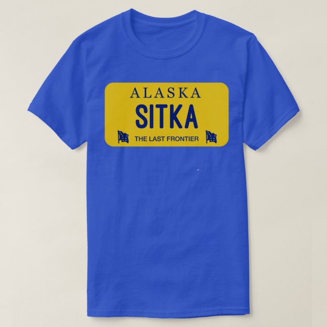 Camiseta Sitka Alaska License Plate City Name (Frente do Design)