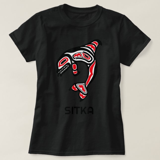 Camiseta Sitka Alaska Native Indian Orca Killer Wh (Frente do Design)