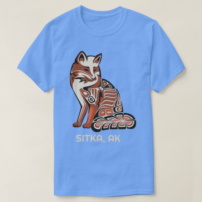Camiseta Sitka Alaska Tribal Americana Nativa Fox Haida Sty (Frente do Design)