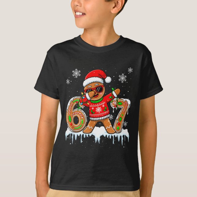 Camiseta Six Seven 67 Christmas Funny Santa Gingerbread Dab (Frente)