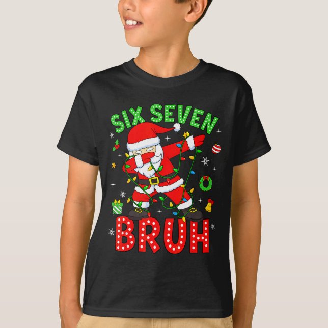 Camiseta Six Seven 67 Gen Z Alpha Meme Bruh Christmas Dabbi (Frente)