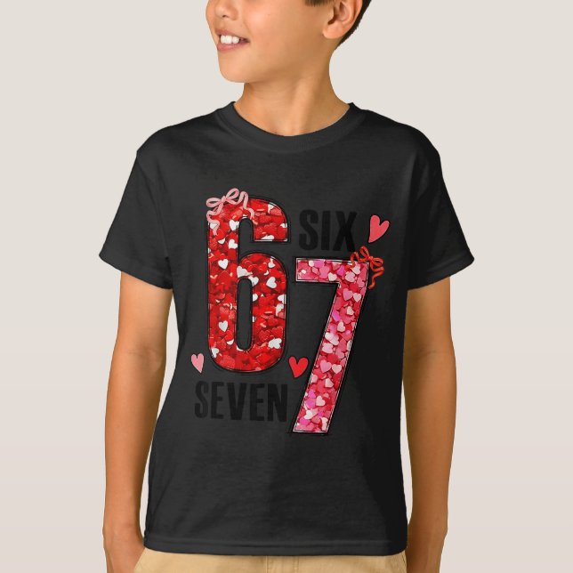 Camiseta Six Seven 67 Hearts 6 7 Meme Boys Girls Kids Valen (Frente)