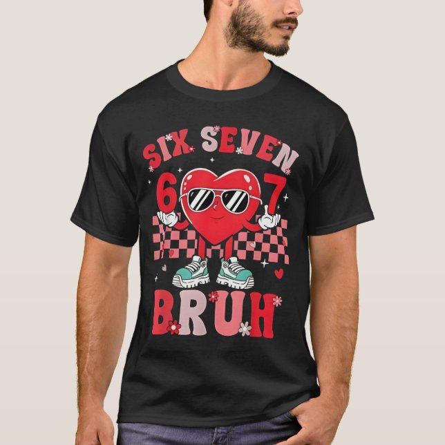 Camiseta Six Seven 67 Meme Cool Valentine’s for Teens Boys  (Frente)