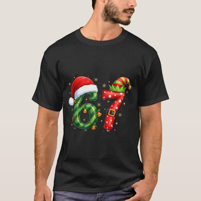Camiseta Six Seven 67 Meme Funny Christmas Santa Gen Alpha  (Frente)