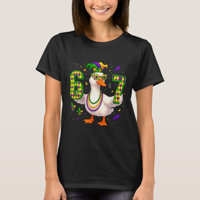Camiseta Six Seven 67 Meme Goose With Jester Hat &amp; Bead (Frente)