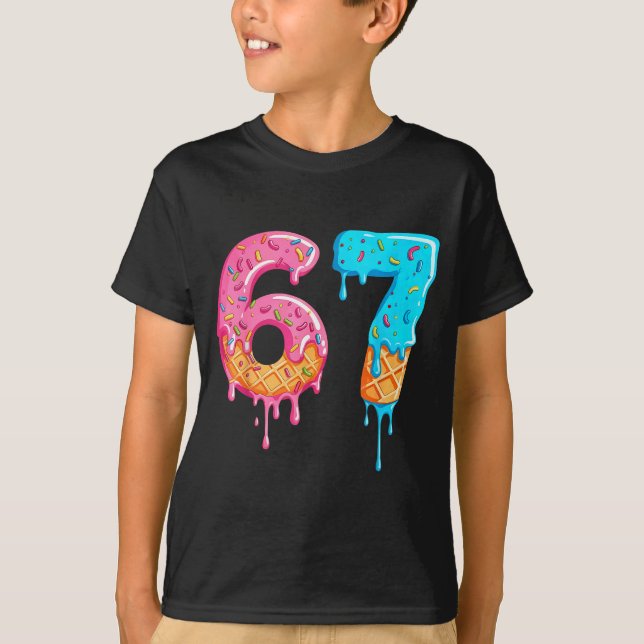 Camiseta Six Seven 67 Meme Ice Cream Drip Funny  (Frente)