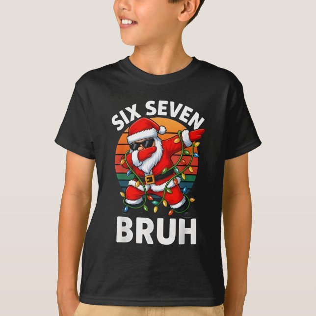 Camiseta Six Seven 6 7 Meme Dabbing Santa Merry Christmas B (Frente)