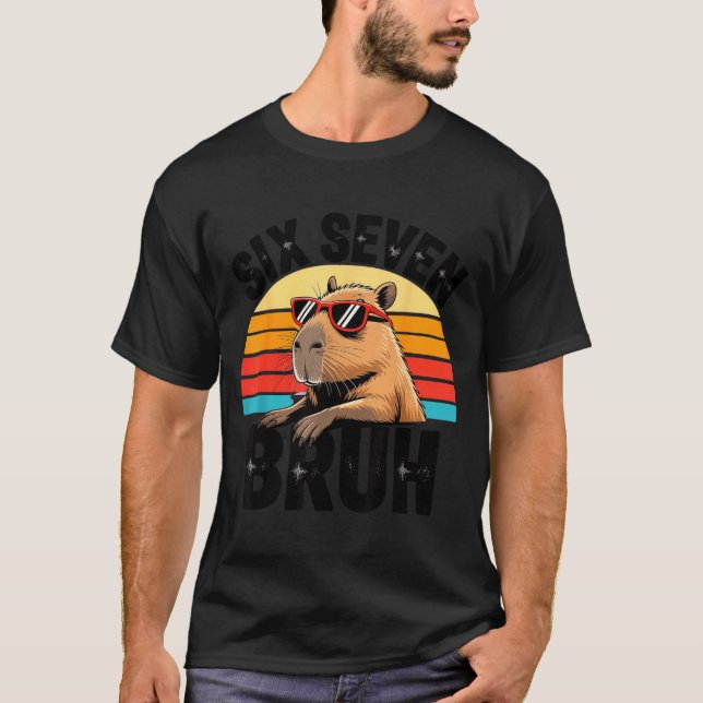 Camiseta Six Seven Bruh 67 Meme Capybara  (Frente)