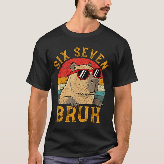 Camiseta Six Seven Bruh 67 Meme Funny Capybara Viral Six Se (Frente)